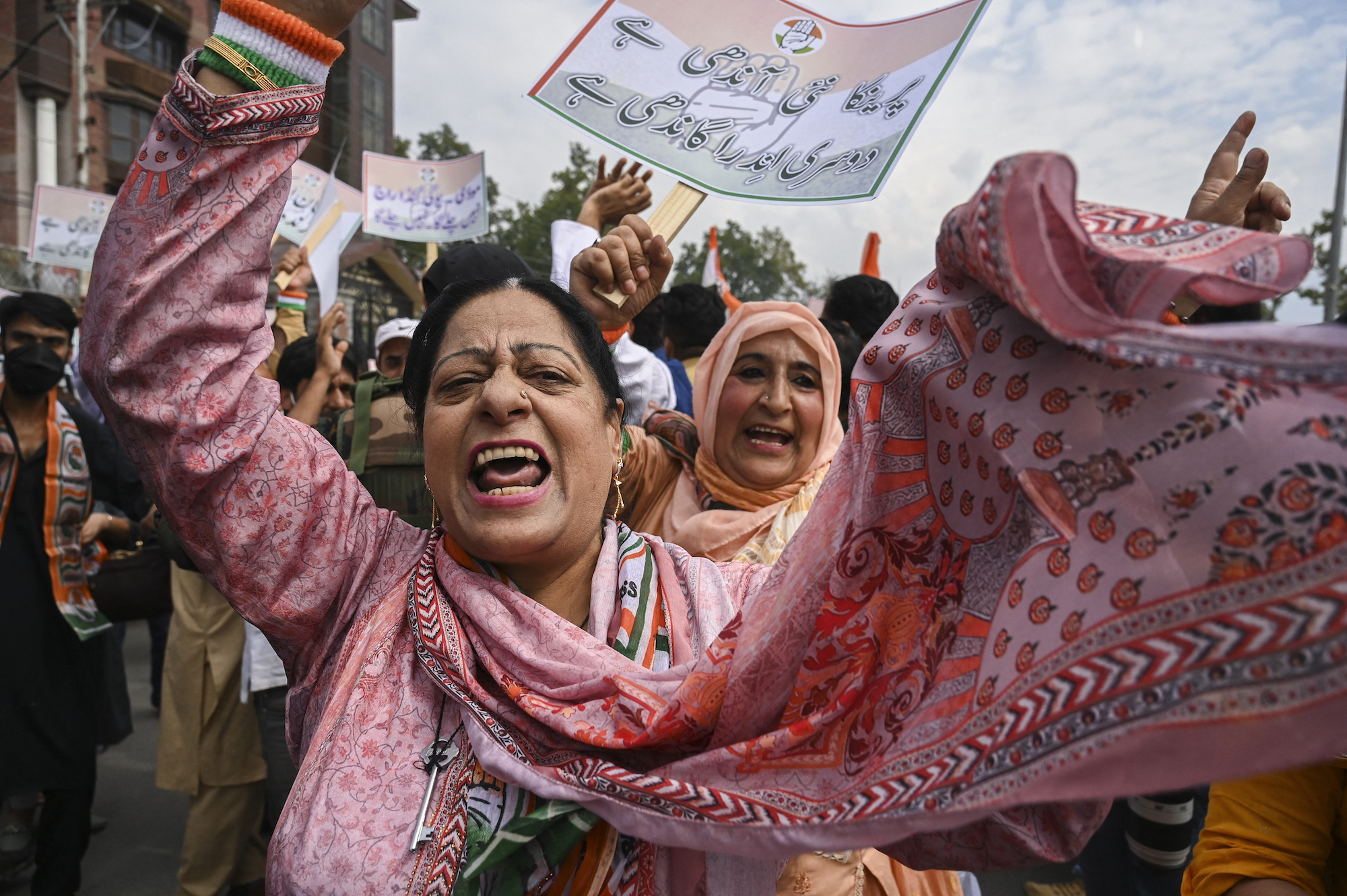 Women striking in India